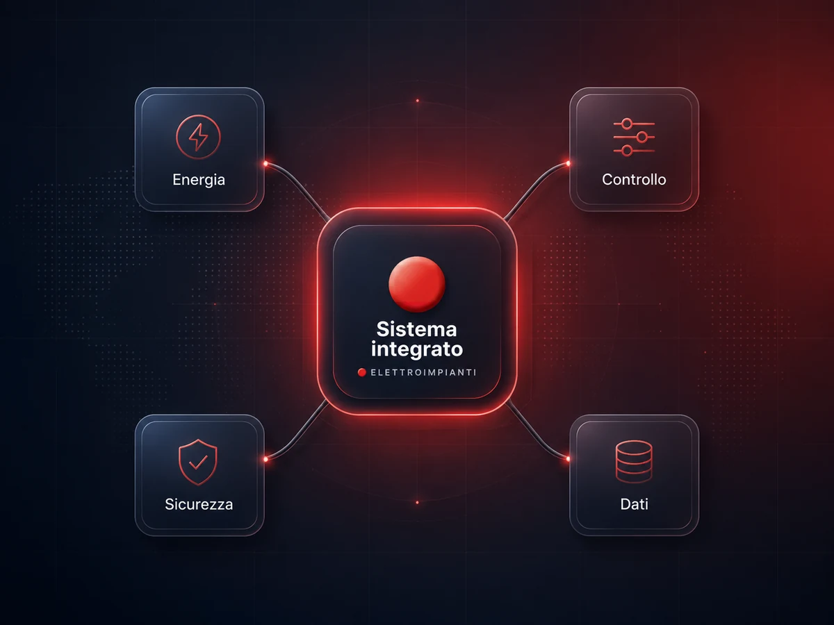 Sistema integrato Elettroimpianti che collega energia, controllo, sicurezza e dati